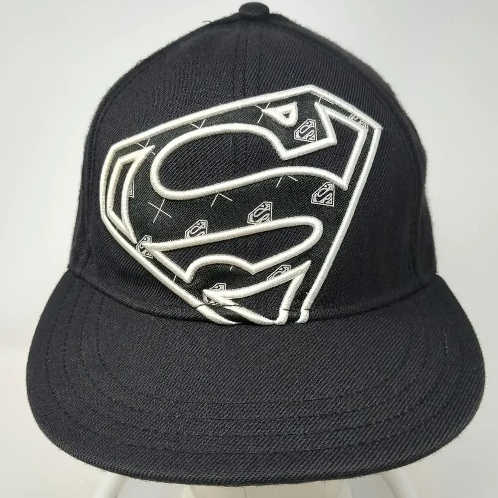 Bioworld Baseball Cap Black M Superman Shield Raised Embroidery Stretch hat